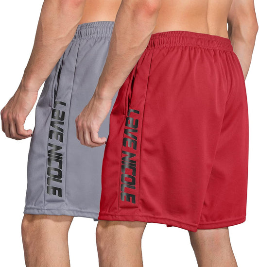 2-Pack Running Shorts for Men Lightweight Breathable Workout Shorts Quick Dry Mens Athletic Shorts with Pockets